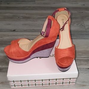 NWOT - Multicolor Platform Wedges